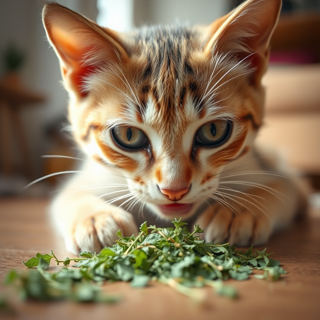 Cat enjoying catnip