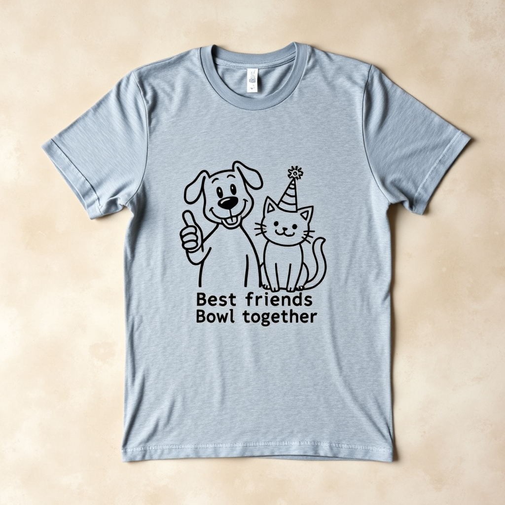 T-shirt featuring Roger and a cat friend