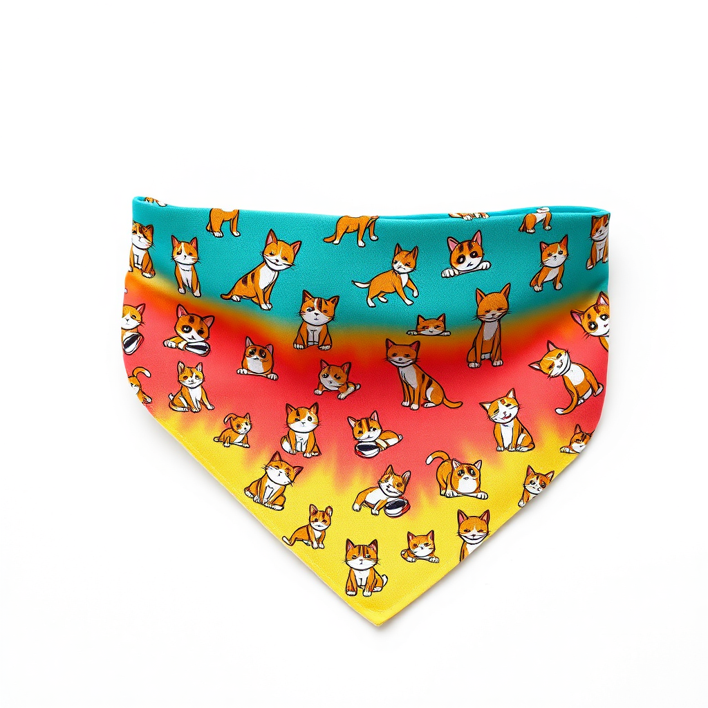Dog bandana with cat bowling pattern