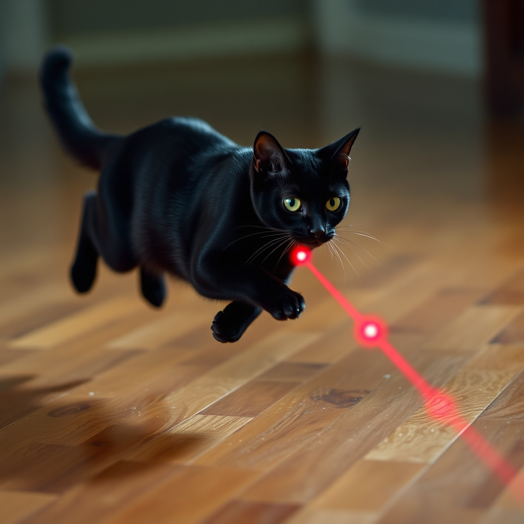 Cat chasing a laser pointer